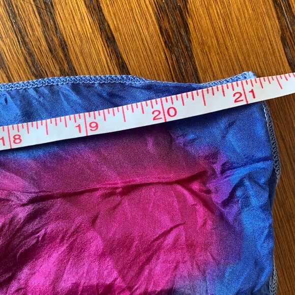 VTG Hand Painted Silk Neck Scarf Hand Rolled Blue Pink Watercolor 42x42" - Picture 5 of 6